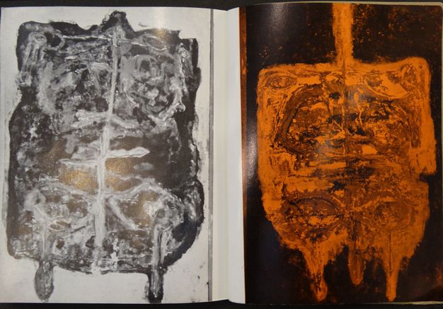 Open book. The image on the left reproduces Cordell’s Figure 59, 1958 in black and white on glossy paper. The image on the right shows a similar image overlaid in orange.